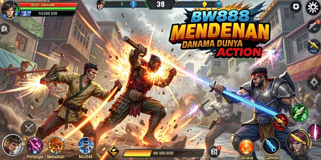 Tampilan permainan Action yang menegangkan dengan berbagai karakter dan skill.