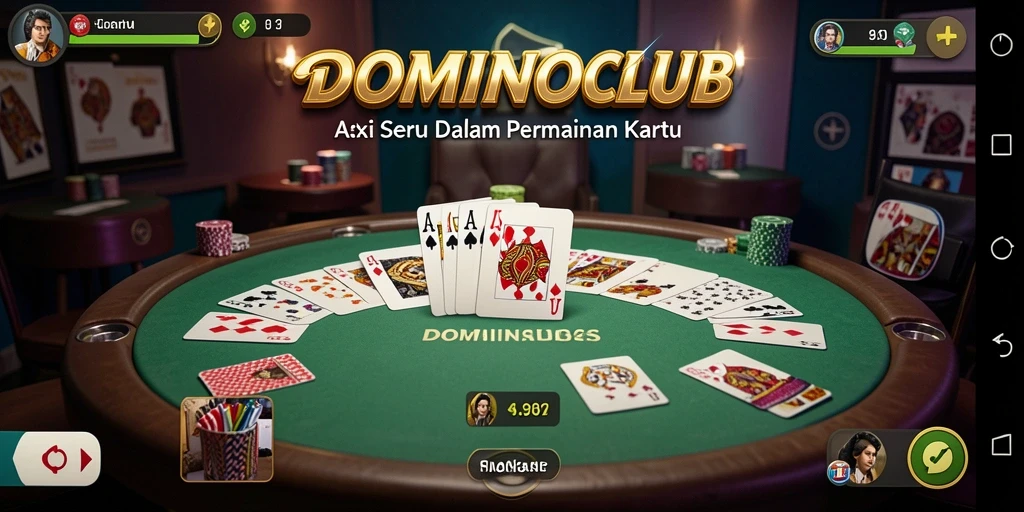 Screenshot dalam DOMINOCLUB menampilkan pertarungan kartu yang mendebarkan.