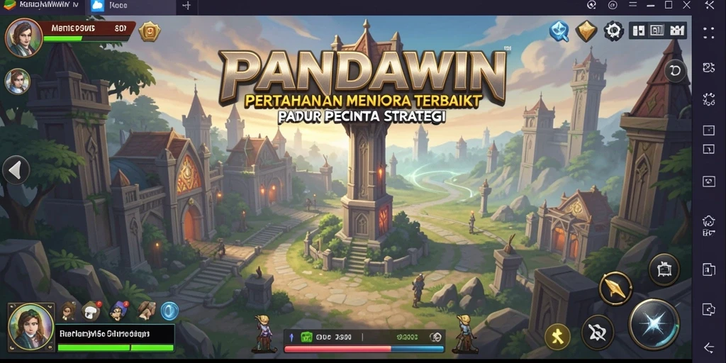 Screenshot gameplay PANDAWIN yang menampilkan aksi pertahanan menara yang seru.